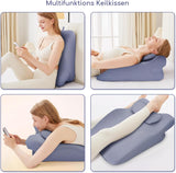 Leeskussen voor bed en bank, verenkussen, traagschuim bedkussen, zijslaapkussen, ergonomisch rugsteunkussen voor lezen en tv kijken