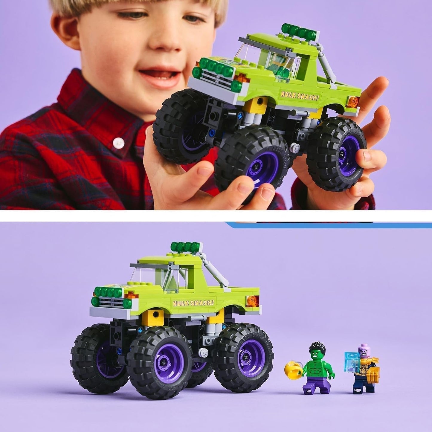 LEGO Marvel Hulk Truck Vs. Thanos - Superheldenbouwspeelgoed - Avengers voertuig en minifiguren - Monstertruck voor megaplezier - Cadeau voor jongens en meisjes vanaf 7 jaar - 76312 Bouwsets Besuche in LEGO-Store