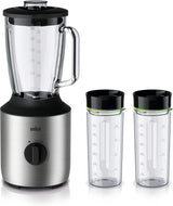 Braun Powerblend 3 JB 3150 BK Keukenmixer - 1,5 L Glas-Mixaufsatz, Küchenhelfer Zum Zerkleinern, Pürieren & Mixen, 800 Watt, Schwarz Kitchen Naty Shop Edelstahl/Schwarz Single