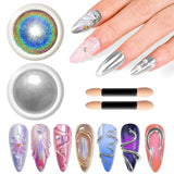 BISHENGYF Silver Chrome Nail Powder – Metal Holo Chromfarbener Nagelpuder, 1G Cromepulver Nägel Glitzer Glänzende Silver Nagelpulver Spiegeleffekt Pigment Nagelkunst, DIY-Design-Dekor Frauen Gift