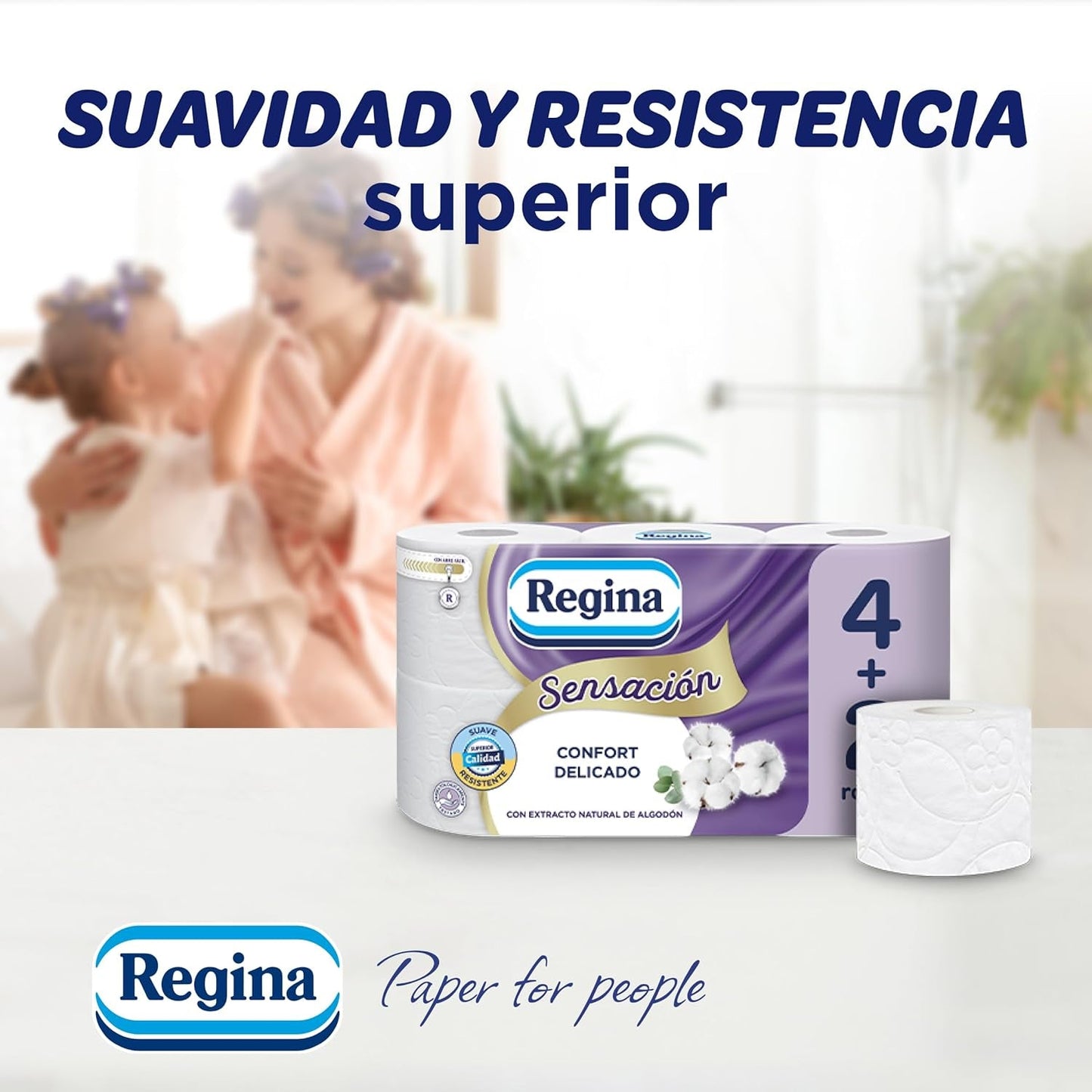 Regina Feeling - 42 rollen toiletpapier, 175 vellen met drie lagen, natuurlijk katoenextract en delicate geur, 60% gerecyclede plastic verpakking, 100% Fsc-gecertificeerd papier