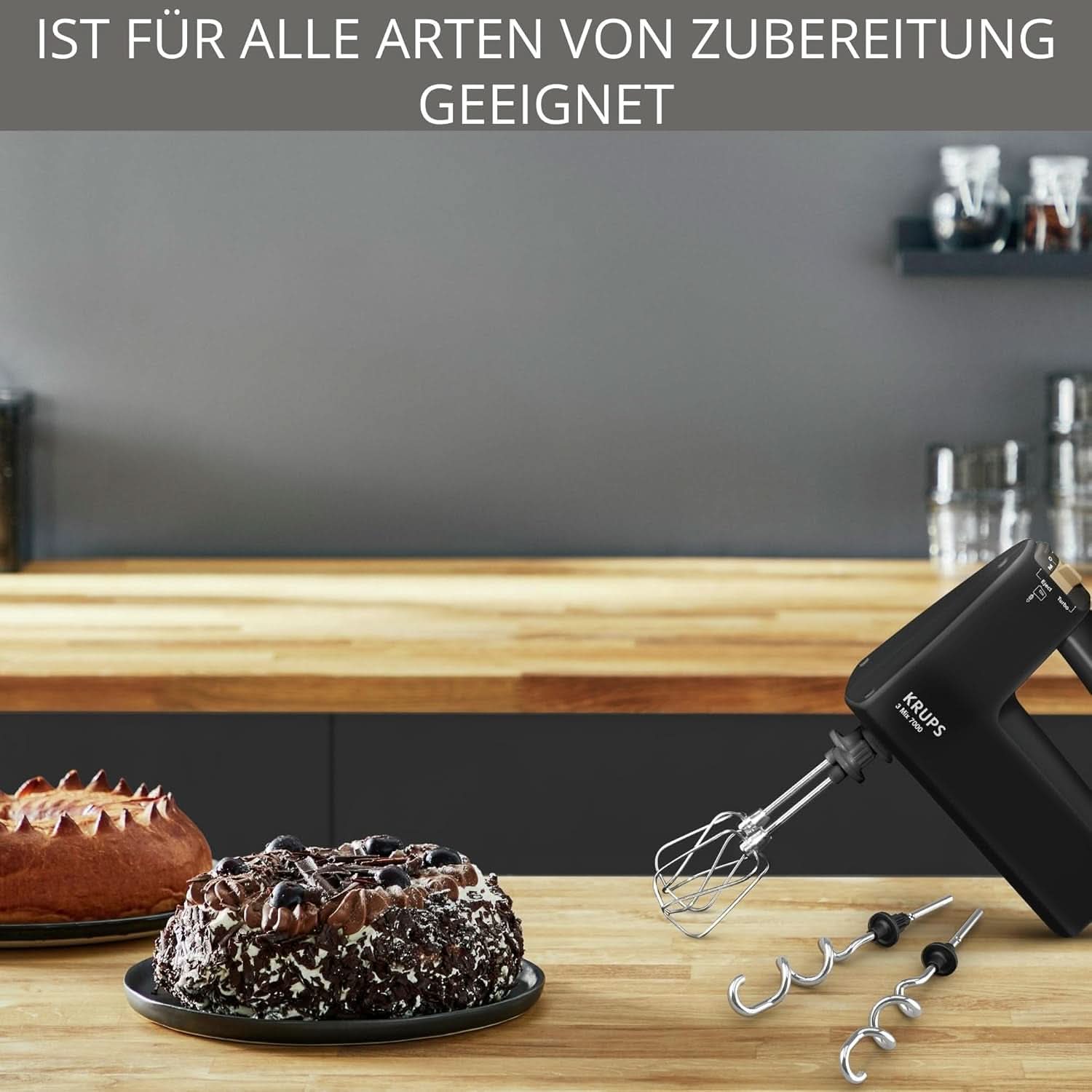 Krups 3Mix 7000 Handmixer 60 Jahre Special Edition, 500 Watt, Knet- en Rührhaken Aus Edelstahl, Langes Netzkabel, Zubehörtasche, F6085811, Schwarz/Kupfer Kitchen Naty Shop
