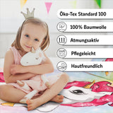 Beddengoed voor meisjes, Eenhoorn, 100 x 135 cm en 40 x 60 cm, katoenen beddengoed - kinderen Naty Shop