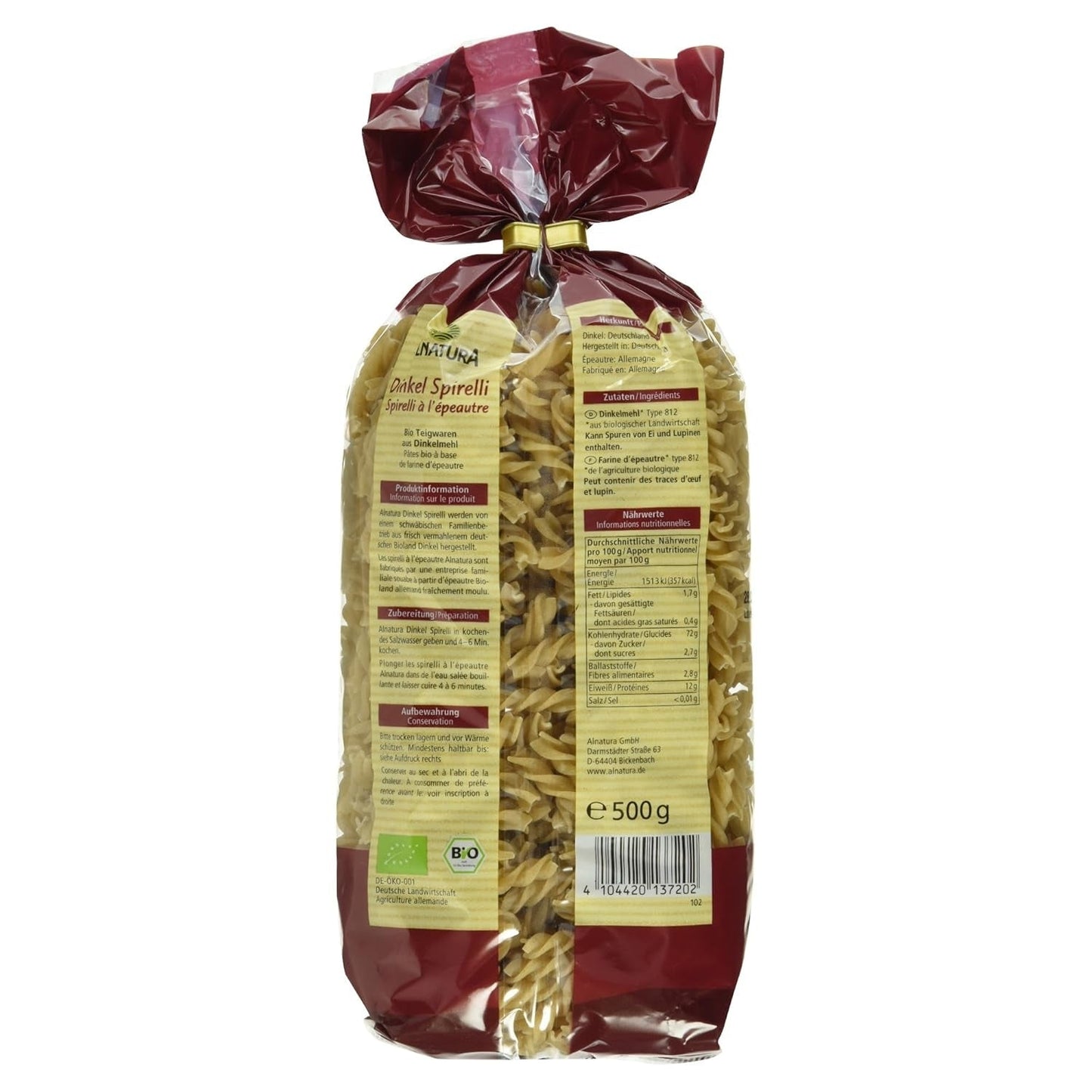 Biologische speltspiralen, 500g (verpakking kan variëren)