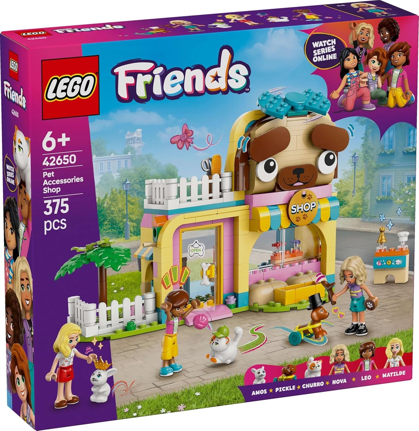 LEGO Friends Dierenaccessoireswinkel Fantasiespelset Educatief speelgoed voor meisjes van 6 jaar oud 3 minifiguren en 3 dierenfiguren Kat Hond Konijntje Cadeau-idee voor kinderen 42650 Bouwsets Besuche in LEGO-Store