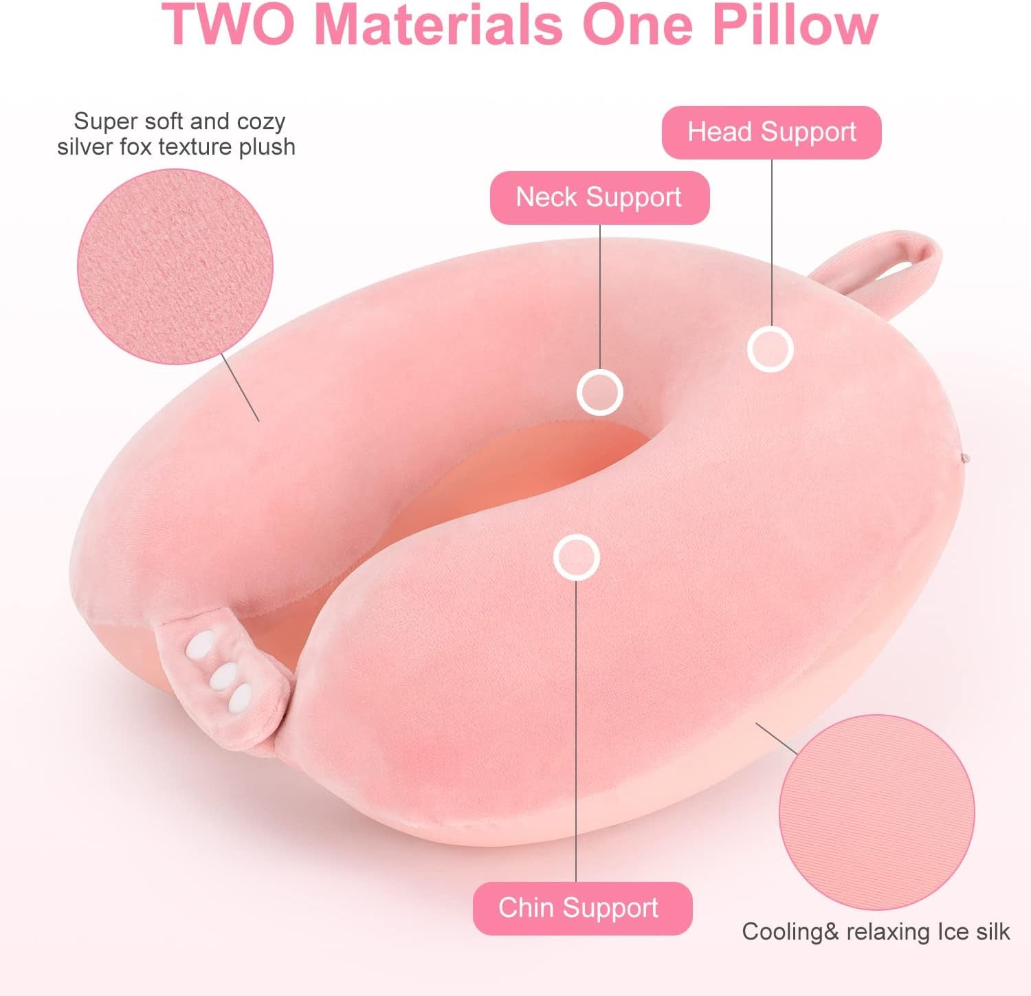 TALLGO Reisnekkussen, Beste Memory Foam Vliegtuigkussen voor Hoofdsteun, Zacht Verstelbaar Kussen voor Vliegtuig, Auto en Huis, Roze Cervicale Orthopedische Kussens Naty Shop