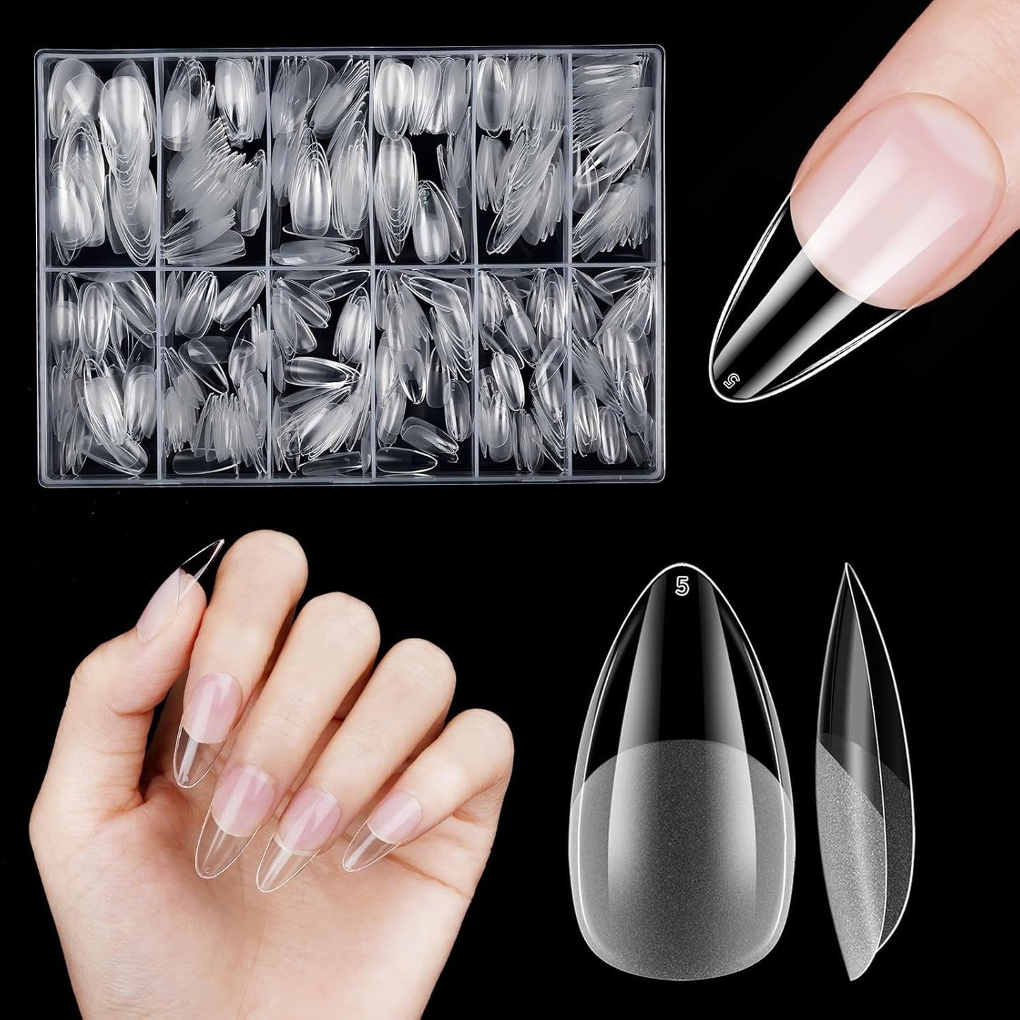 Korte kunstnagels 500 stuks zachte gel volledige dekking nageltips voor gelnagels 12 maten Voorgepolijste nageltips voor gelnagels Korte kunstnagels Doodskistnagelverlengingen met doos