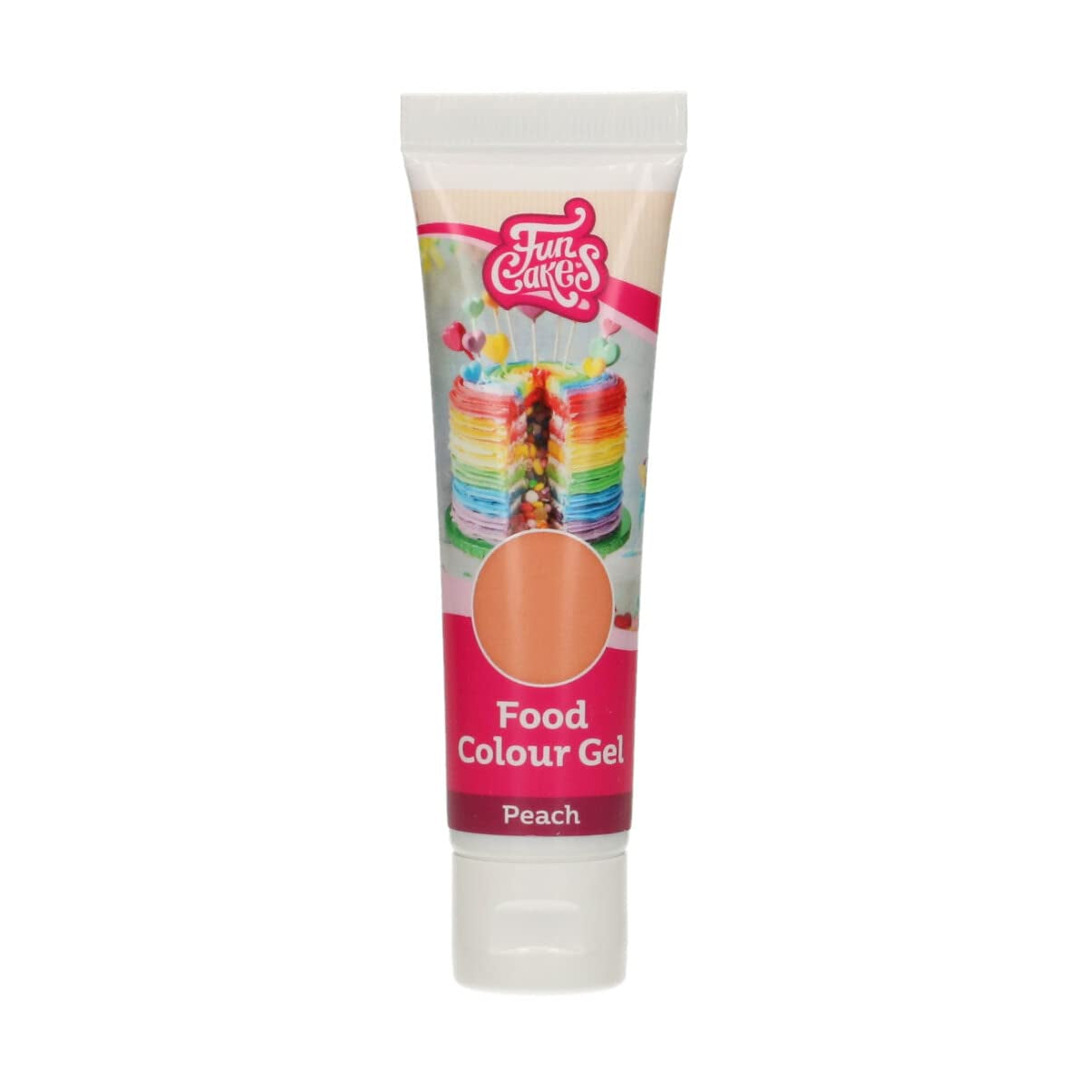 Funcakes Peach Gel voedingskleurstof: Hooggeconcentreerde voedingskleurstof voor deeg, room, fondant en marsepein. Gemakkelijk doseren. Eén druppel om levendige kleuren te creëren. Halal. 30 gram