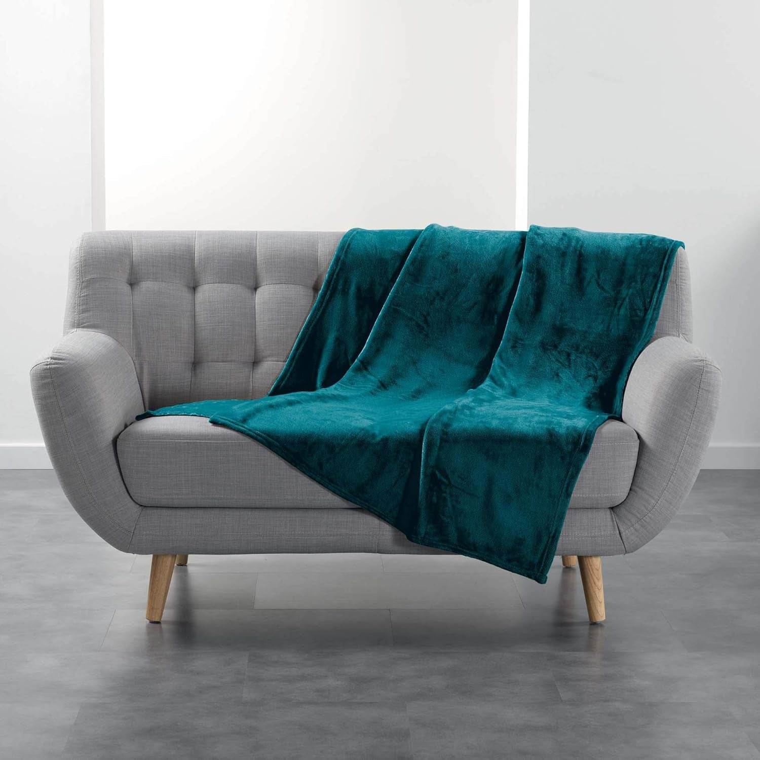 Douceur D'Intérieur FLANOU Plaid, Polyester, Blauw, 125 X 150 Cm Dekbedden en dekbedden Naty Shop Standaard titel