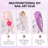 Makartt Strass zelfklevende gel - 15 ml UV-nagellijmset met roze nagelbedels Hartcirkel Nagelsieraden en nageldesignaccessoires voor thuismanicure Valentijnsdagcadeau