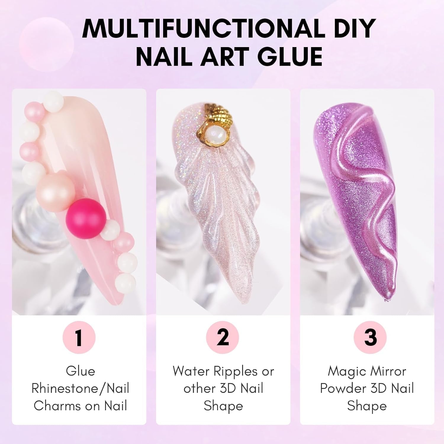 Makartt Strass zelfklevende gel - 15 ml UV-nagellijmset met roze nagelbedels Hartcirkel Nagelsieraden en nageldesignaccessoires voor thuismanicure Valentijnsdagcadeau