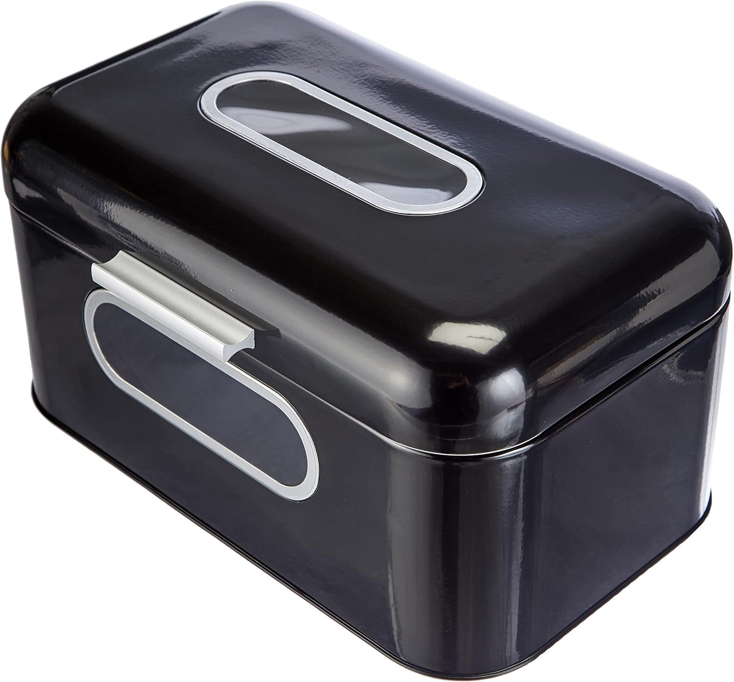 ECHTWERK Retro metalen broodmand met kijkvenster en deksel, set van 3 elegante opbergdozen, 1,4 liter inhoud, rode voedselbewaardozen Naty Shop Zwart S Enkel