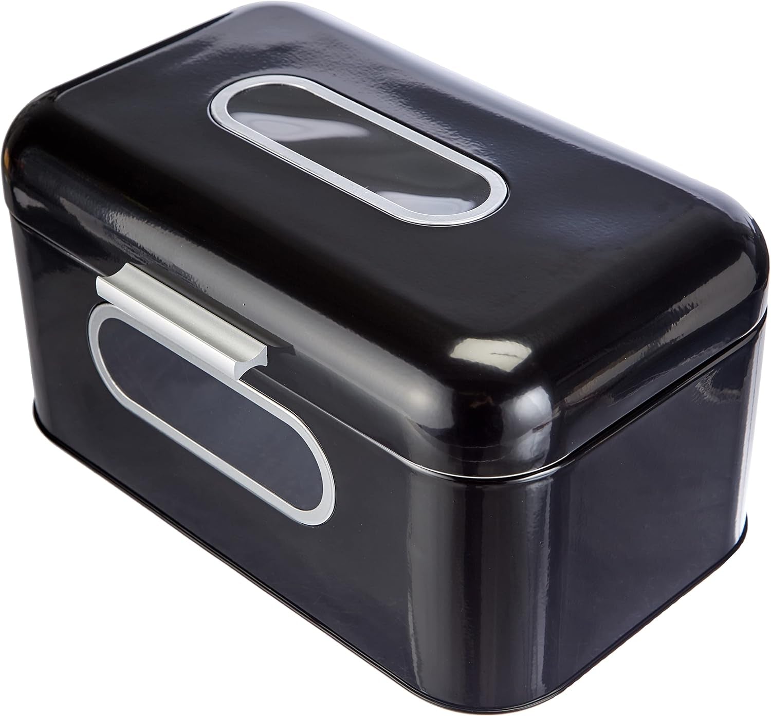 ECHTWERK Retro metalen broodmand met kijkvenster en deksel, set van 3 elegante opbergdozen, 1,4 liter inhoud, rode voedselbewaardozen Naty Shop Zwart S Enkel