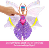 Barbie Dance And Flutter 2-in-1 transformatiepop van danseres tot vlinder met openslaande vleugels, paars haar, haarsieraden en afneembare tutu, HXJ10 Naty Shop-poppen