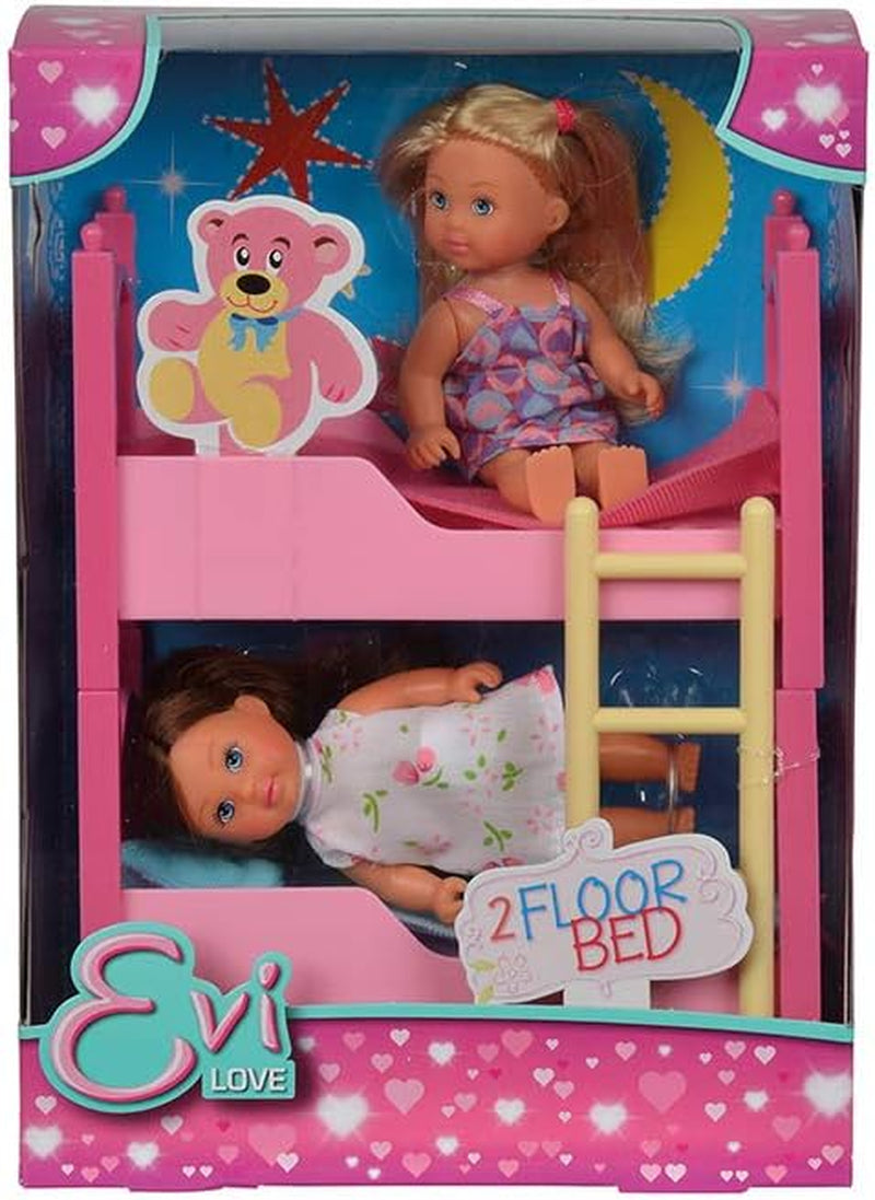 Simba 108178046 105733847 - Evi Love 2 vloerbed / met twee Evi poppen / met stapelbed / inclusief accessoires / verkleedpop / 12 cm, voor kinderen vanaf 3 jaar