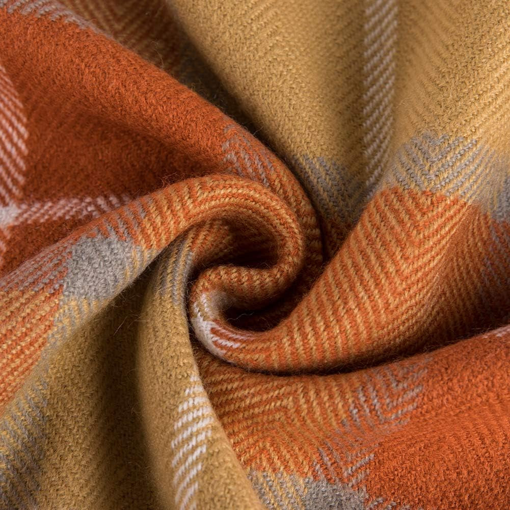 G Lake oranje geruite deken gooien acryl zacht omkeerbaar gekleurde sprei met franjes cadeau voor kerstversiering 127 cm breed x 170,2 cm L-pompoen oranje bedden en dekens G Lake