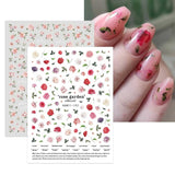 JMEOWIO Nagelsticker Frühling Blumen 10 Blatt Nail Art Sticker Selbstklebend Nagelaufkleber Buntes Sommer Blumen Dekoration Nageldesign Zubehör