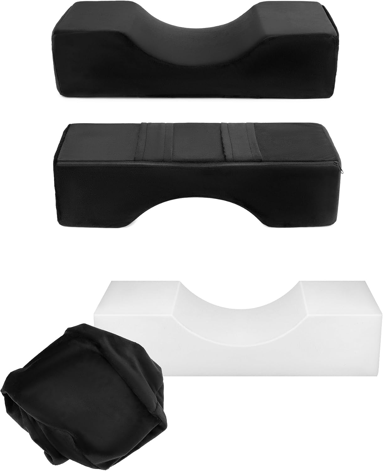 QWORK® Wimperkussen, U-vormig schoonheidsmake-upkussen, ergonomisch wimperkussen voor verlenging, traagschuim wimperkussen voor schoonheidssalon thuisgebruik (zwart) Cervicale orthopedische kussens Naty Shop