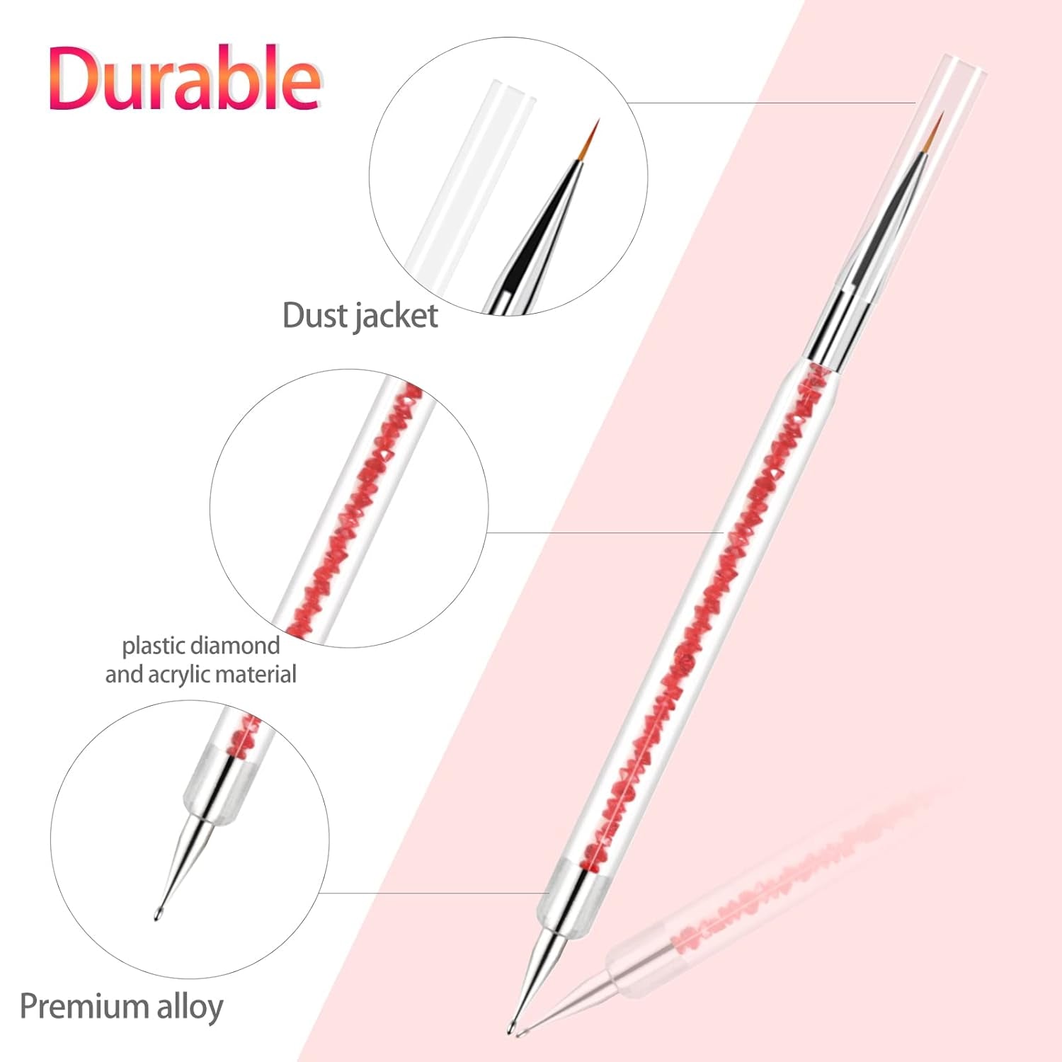 Sulularpek 5 Stück Nagel Pinsel, Nageldesign Pinsel, Dotting Tool, Nail Art Liner Pinsel, Nagelverlängerung Gelpinsel, Nagelbürste Für Punktierungen, Zeichnen, Für DIY Nail Art Design