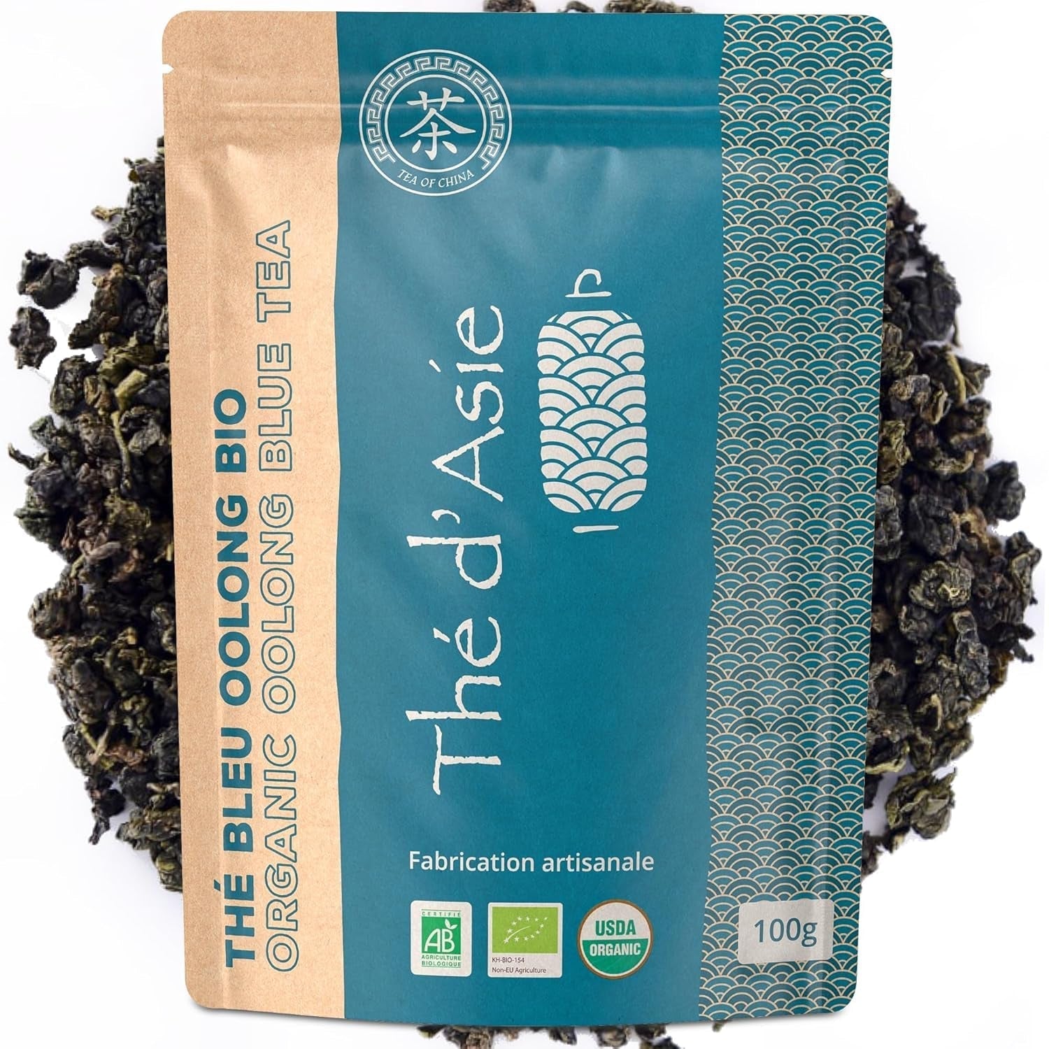 Khla - Bio Oolong Thee 100 G - Blauwe thee - Natuurlijke losse thee - Biologische Aziatische thee - Los en gesneden - Kruiden- en geïnfuseerde thee - Uit China