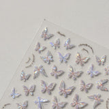 Glanzende Aurora Shell Schmetterling Nagelsticker Selbstklebend,Erleichterung Schmetterlinge Nail Sticker Rosa Laser Schmetterling Nagelaufkleber Für Frauen Nageldesign Zubehör Nagel Zubehör Nail Art