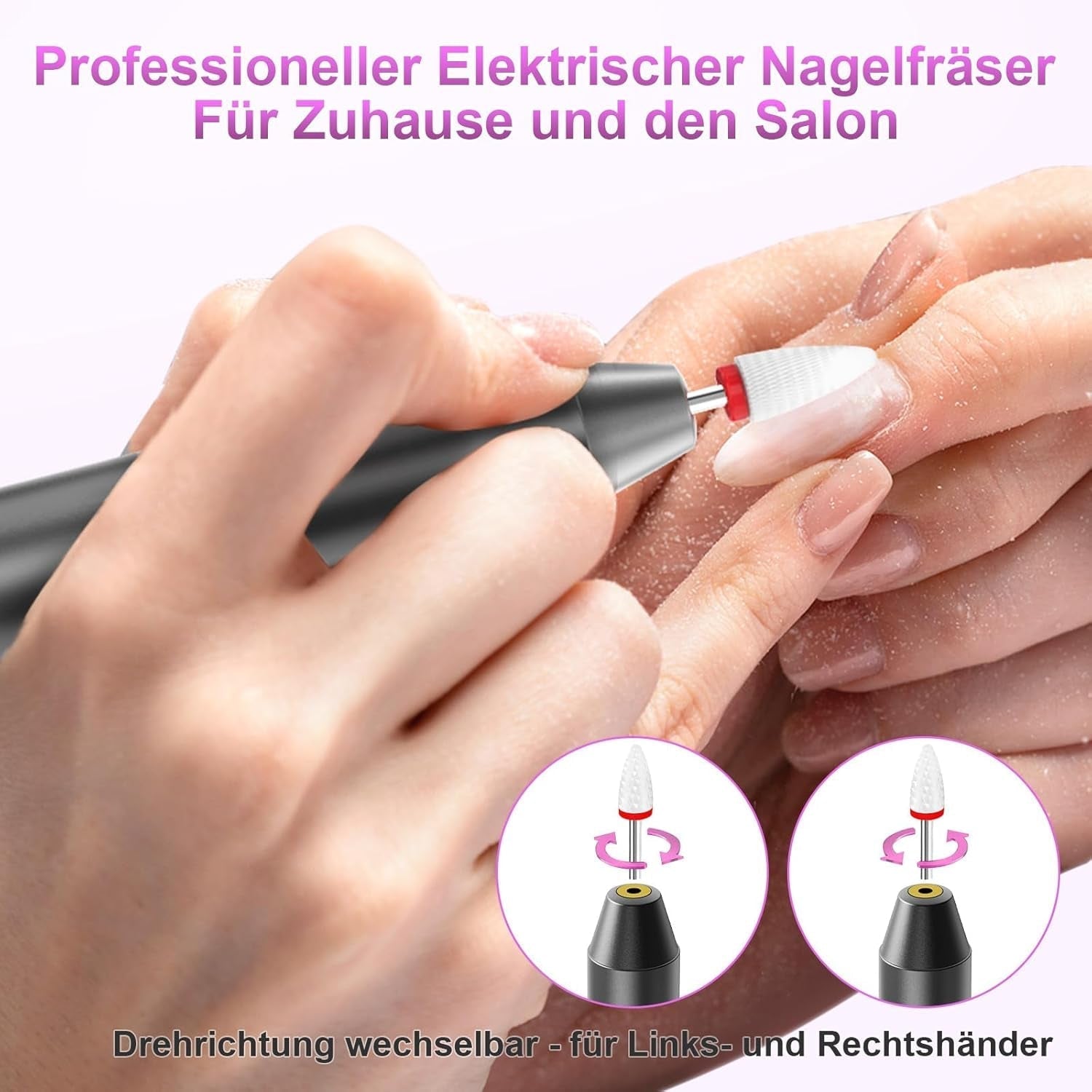 Draadloze elektrische nagelvijl - 35000 RPM voor gelnagels, 12 in 1 professionele nagel- en acrylnagelvijl, manicure- en pedicureset met 5 snelheden