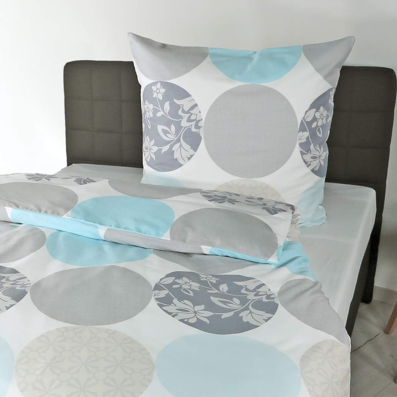 Bierbaum beddengoed, maco-satijn, Designed in Germany, model 6383 turquoise 02, 155X220 Cm + 80X80 Cm, comfortmaat Bedden en dekens Besuche den Bierbaum-Store Turquoise 155X220 Andere monsters