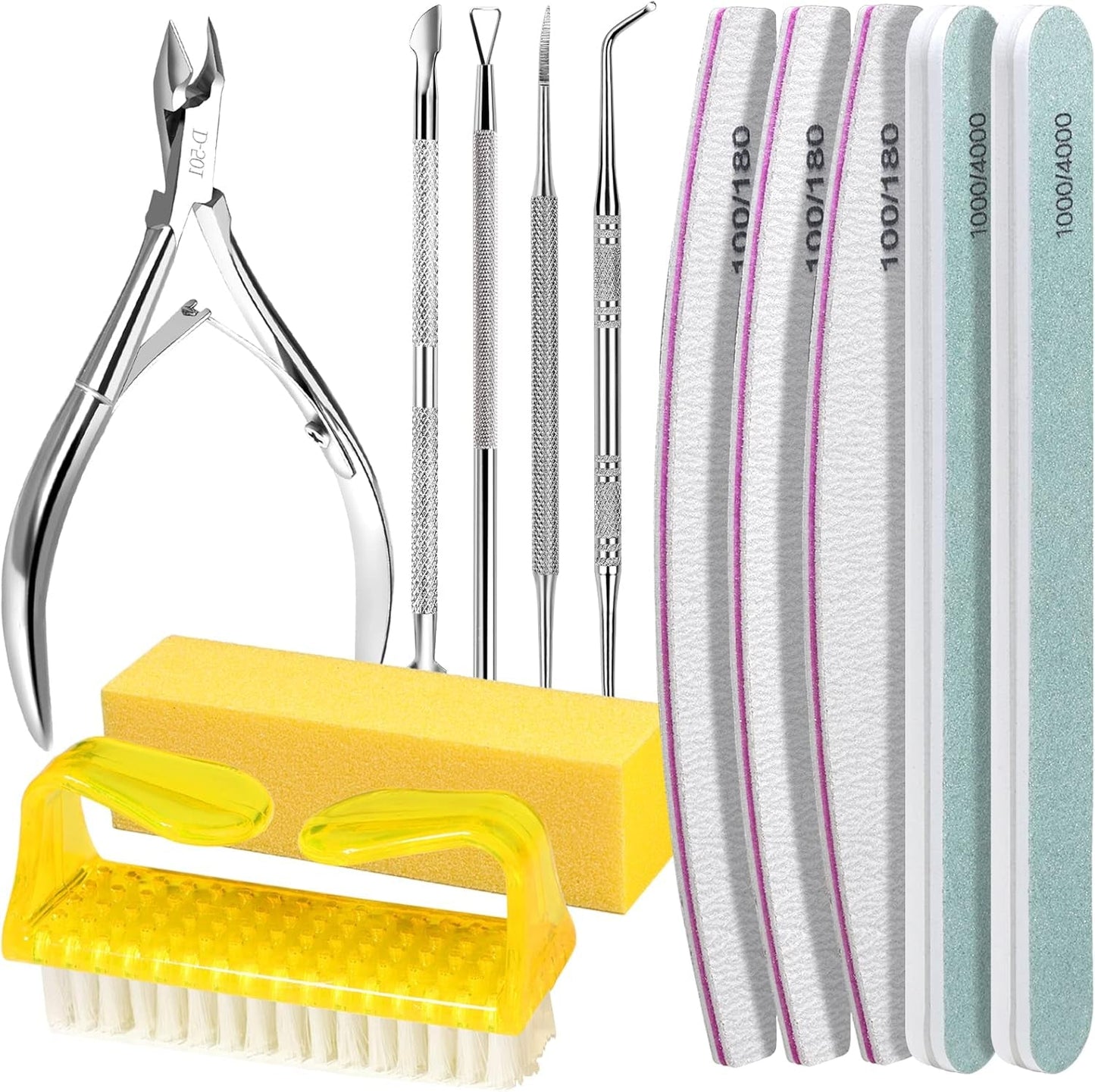 FANDAMEI manicureset, buffer voor gelnägel, nagelfeile 100/180, nagelfeilen voor gelnägel, nagelhautschieber, buffer voor gelnägel, feilen voor gelnägel, nagelzange, nagelfeilen set, manicure- en pedicureset