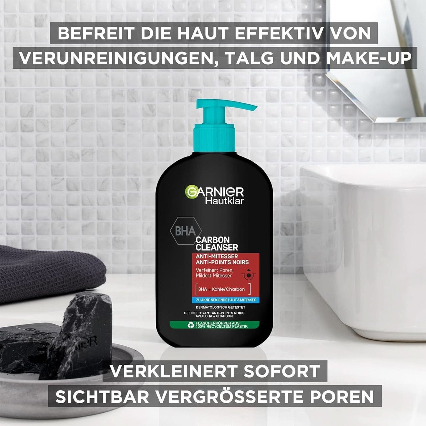 Garnier Charcoal Cleanser Gezichtsreinigingsgel tegen mee-eters en puistjes 250ml Douche & Bad Naty Shop