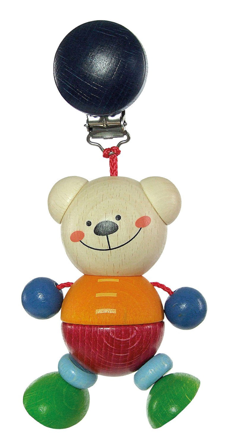 Houten speelgoed 12778 - Houten hanger, serie Henry de beer, voor baby's vanaf 3 maanden, handgemaakt, met veiligheidsclip, afmetingen ca. 6,5 x 4 x 19 cm Jucarii Bebe Naty Shop Standaardtitel