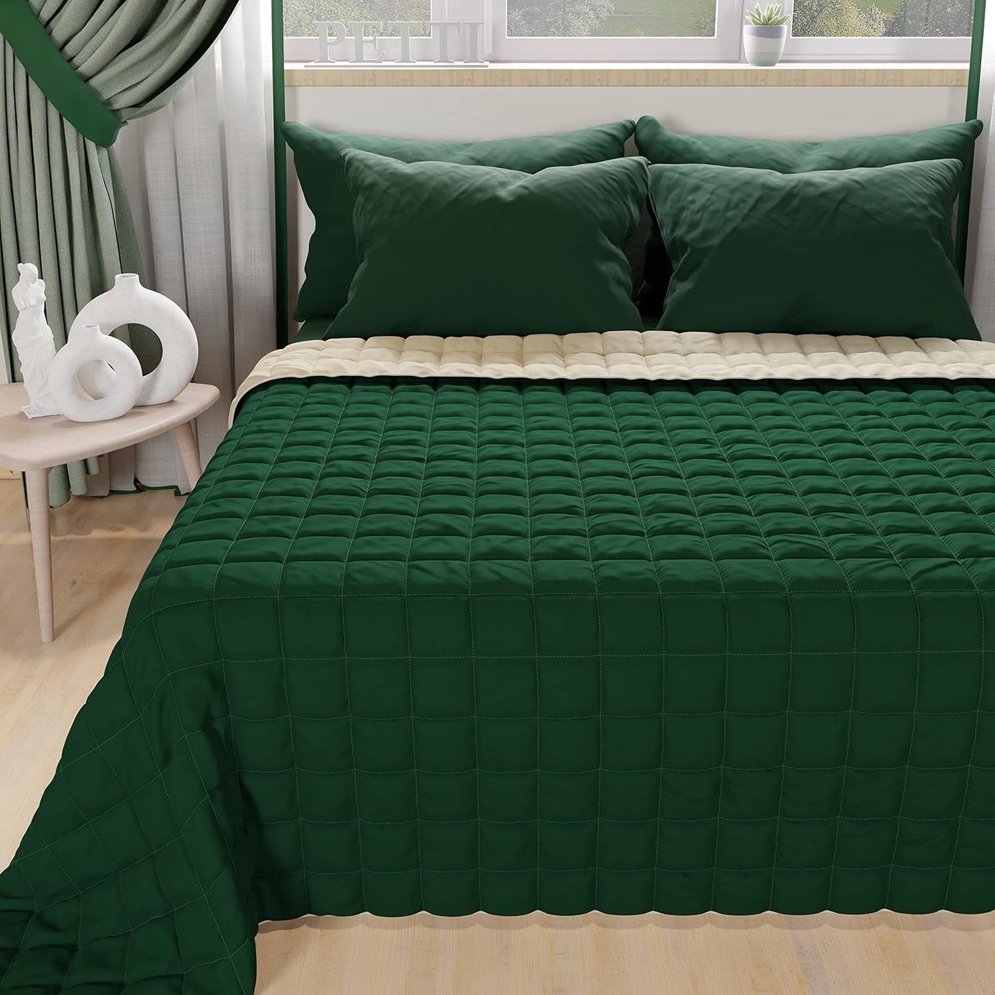 PETTI Artigiani Italiani - Eenpersoonssprei Dubbelzijdige springsprei Middernachtblauw Wit 100% Made in Italy Dekbedden en dekbedden Naty Shop Verde Taupe Una Piazza E Mezza
