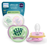Philips AVENT ultra air-fopspenen - verpakking van 4 BPA-vrije, ademende fopspenen voor baby's van 6-18 maanden, inclusief draagtas en sterilisatie, schildpad-/walvispatroon (model SCF085/66)