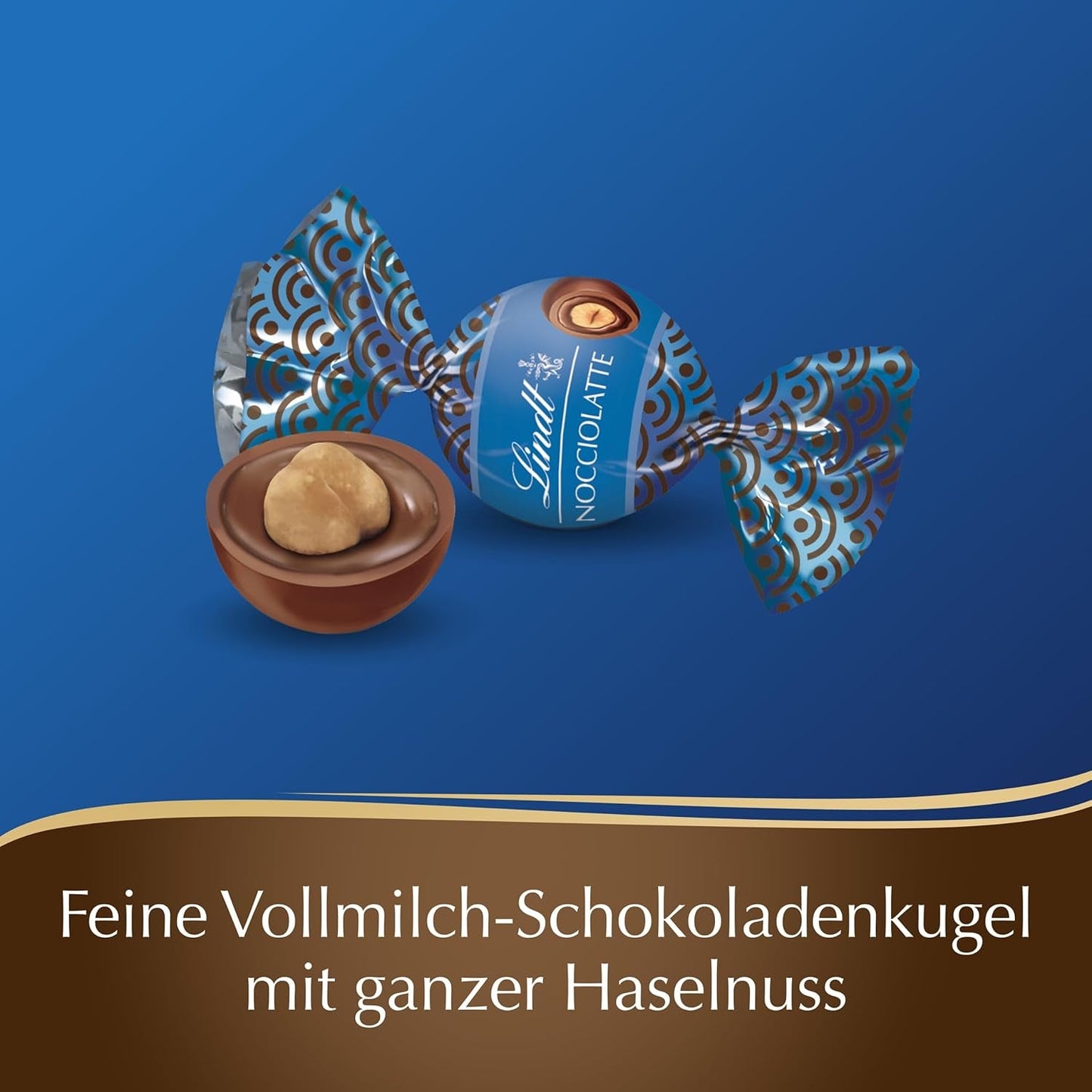 Lindt Roulette Ball Nocciolatte, melkchocolade met hazelnootcrèmevulling en hele hazelnoten, 3000 g