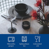 Villeroy & Boch Manufacture Rock Startset, 6-delig, Zwart, Vaatwasmachinebestendig, Magnetronbestendig, Matzwart Serviesje, Servies, Bestek, Premium Porselein