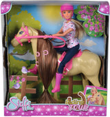 Simba 105730939 - Steffi Love paardrijoutfit 2 paarden Volledig gelede modepop 29 cm voor kinderen vanaf 3 jaar