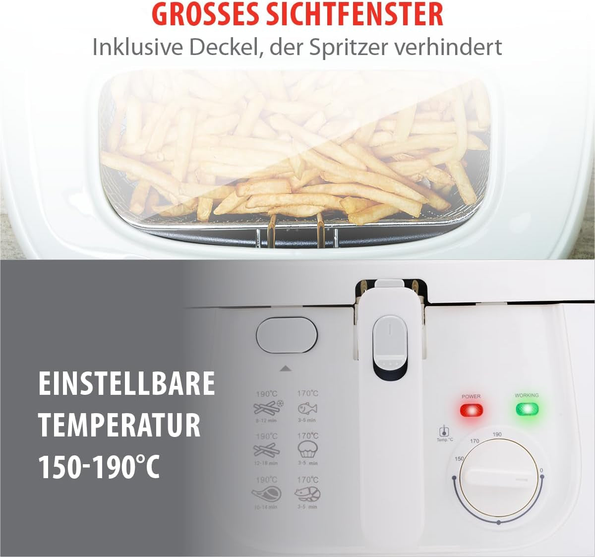 Alpina Frituurpan 2,5L DF-165, 1800W - Regelbare temperatuur tot 190°C Apparaten Naty Shop