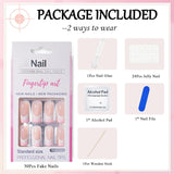 30 stuks Franse nepnagels - lijm op kunstnagels - zachte gelnagels voor dames - acryl zelfklevende nagels vierkante manicure (Frans roze)