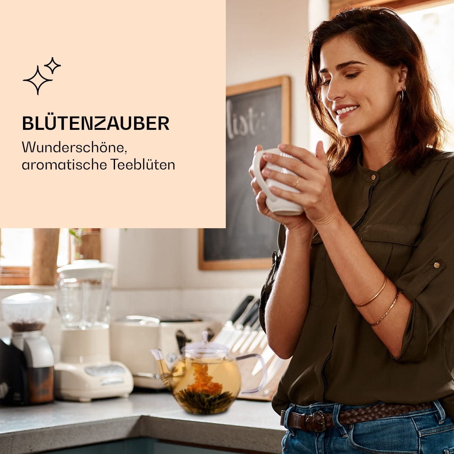 Feelino Elegant 6-delige mixdoos - Feelino witte theebloemen in een prachtige proef- en geschenkdoos met 6 verschillende witte theeroosjes, individueel vacuüm verpakt, 1 stuksverpakking