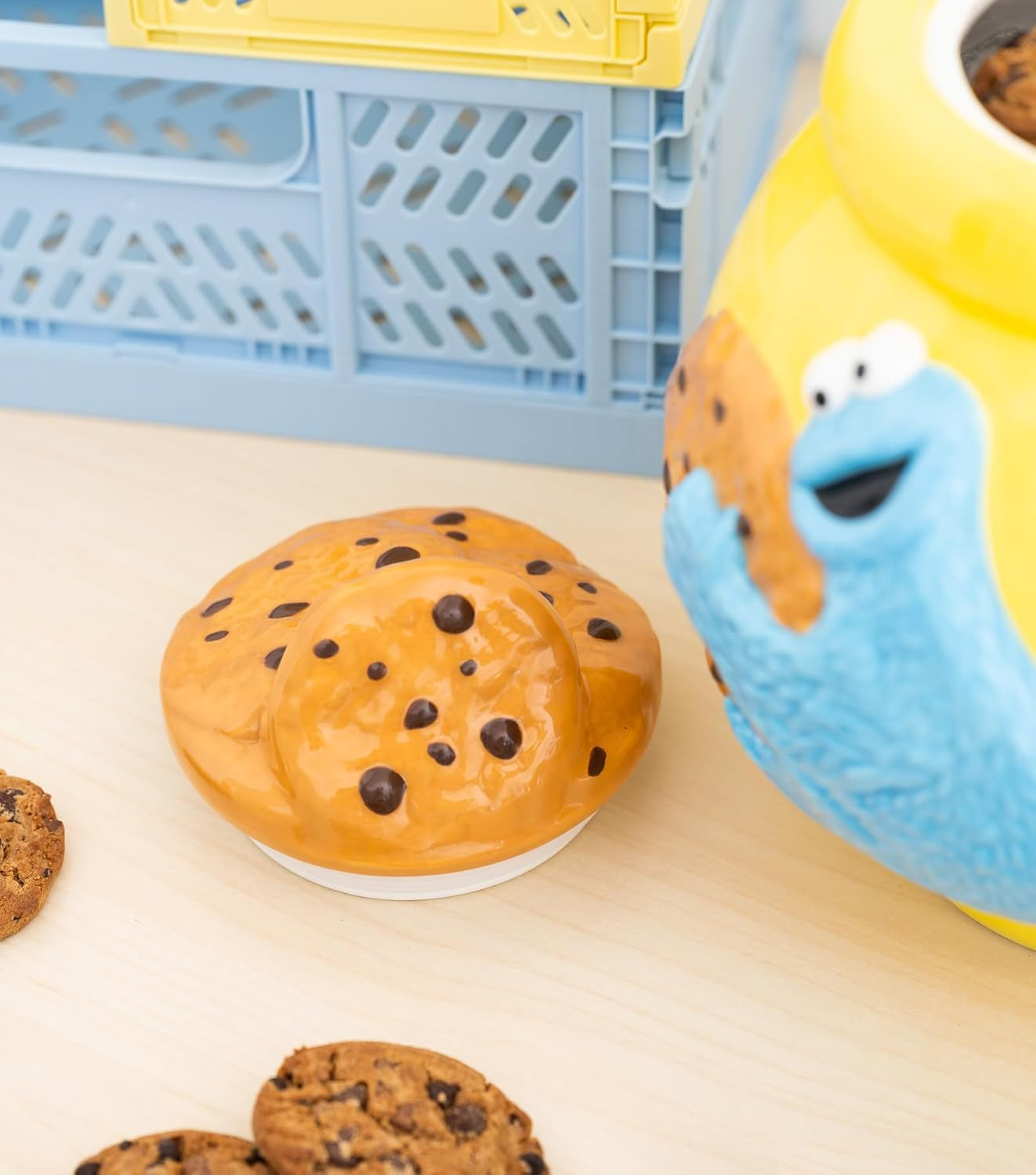 Grupo Erik Keramieken Koekjestrommel Sesamstraat Koekjesmonster - Koekjestrommel met Deksel Groot 21,0 x 27,0 x 22,0 cm Voorraadpot met Deksel Officiële Sesamstraat Merchandise Voedselbewaardozen Naty Shop