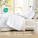 Comfort Spaces Kienna dekbedset Luxe dubbelgestikte zomerdeken Lichtgewicht zacht beddengoed voor het hele jaar Bijpassende kussensloop Witte kingsize deken (264,2 x 228,6 cm) Naty Shop Dekbedden en dekbedden