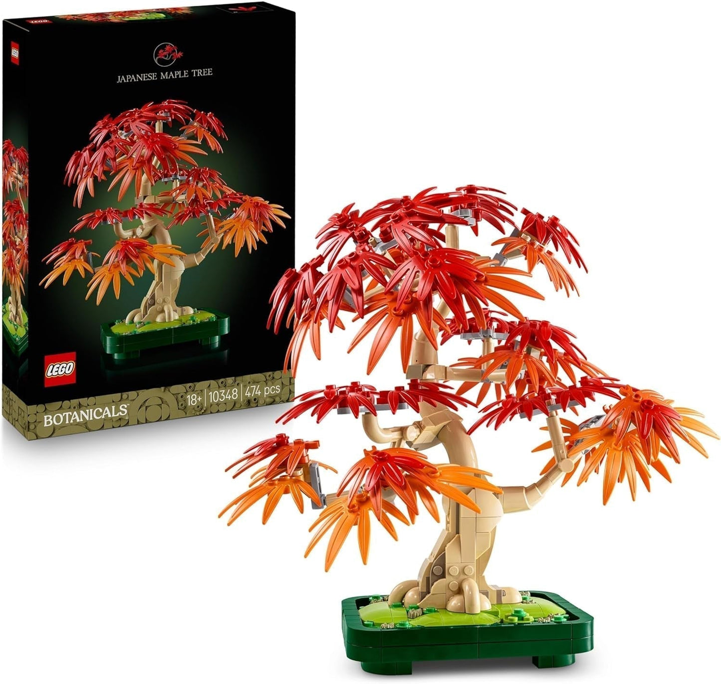 LEGO Botanicals Japanse rode esdoorn - Bonsaiboom - Kunstplantenset met rode en oranje bladeren, plus kom - Woondecoratie - Cadeau-idee voor volwassenen - 10348 Bouwsets Besuche in LEGO-Store Standaard titel
