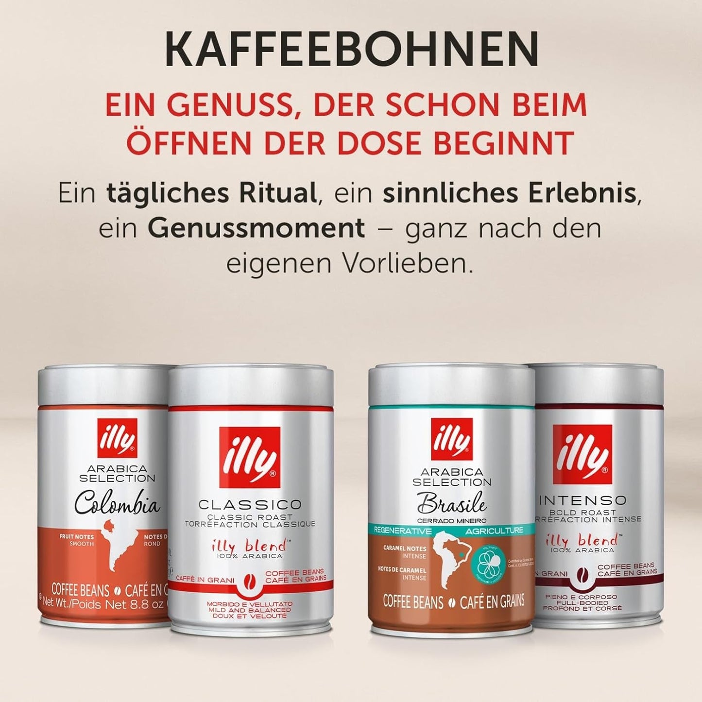 illy, Kaffeebohnen Arabica Selection Costa Rica, 100% Arabica met Karamel-, Schokoladen- en Vanillenoten, süßer Gesmack, 1 Dosis met 250g