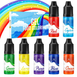 Gelvoedselkleuring - 7 x 15 ml geconcentreerde regenboogkleurige voedselkleuring voor taartdecoratie, bakken, koekjes, macarons - suikervrije voedselkleuring voor drankjes, taartdecoratie, slijm DIY