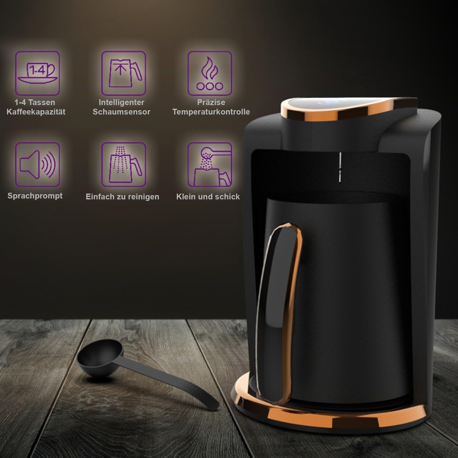 Turkse koffiezaak Inca | Türk Kahve-machines | 250 ml (1-4 kopjes) | 400W | IKM-01 | Bescherming tegen morsen en koken zonder water | Roestvrijstalen verwarmingsplaat | Automatische uitschakeling | Voor een perfecte Turkse koffie