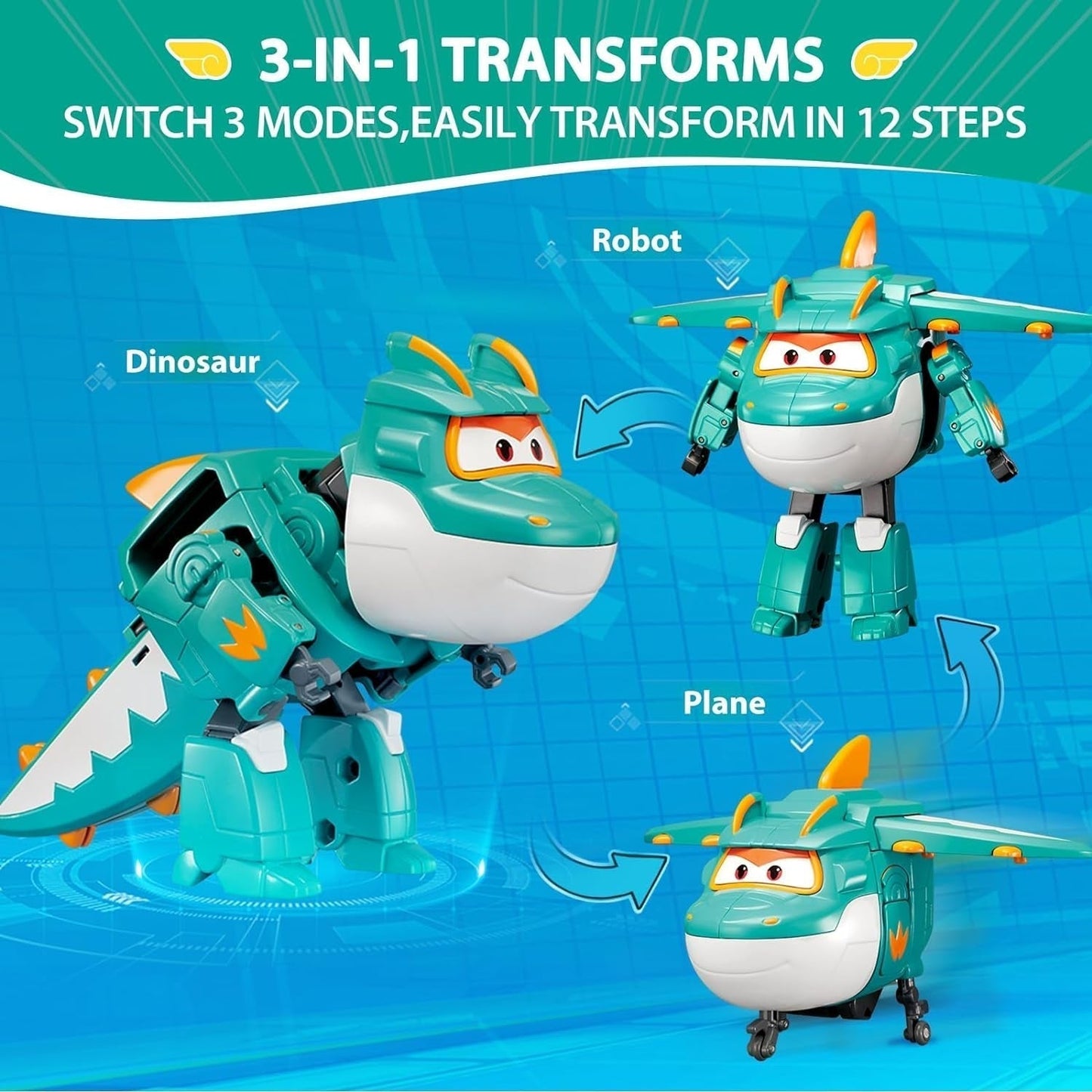 Super Wings 5" Transforming Characters 2-pack Transforming Supercharged Jett + Tino Transformer speelgoed voor jongens en meisjes vanaf 3 jaar Rode actiefiguren Naty Shop