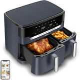 Tefal Dual Easy Fry Heteluchtfriteuse met twee kamers, inhoud 5,2/3,1 liter, twee onafhankelijke laden, 7 programma's Huishoudelijke apparaten Naty Shop Grijs / Antraciet