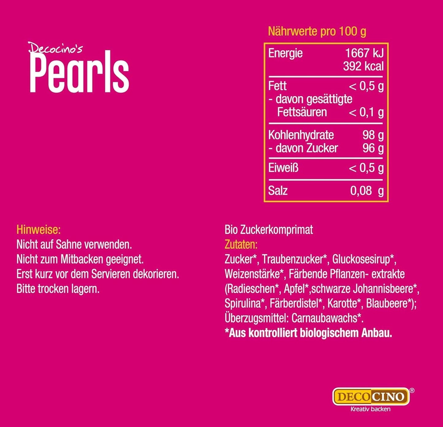 DECOCINO Biologische Strooiparels - 60 gram - Biologische dextrose hagelslag Hagelslag Naty Shop
