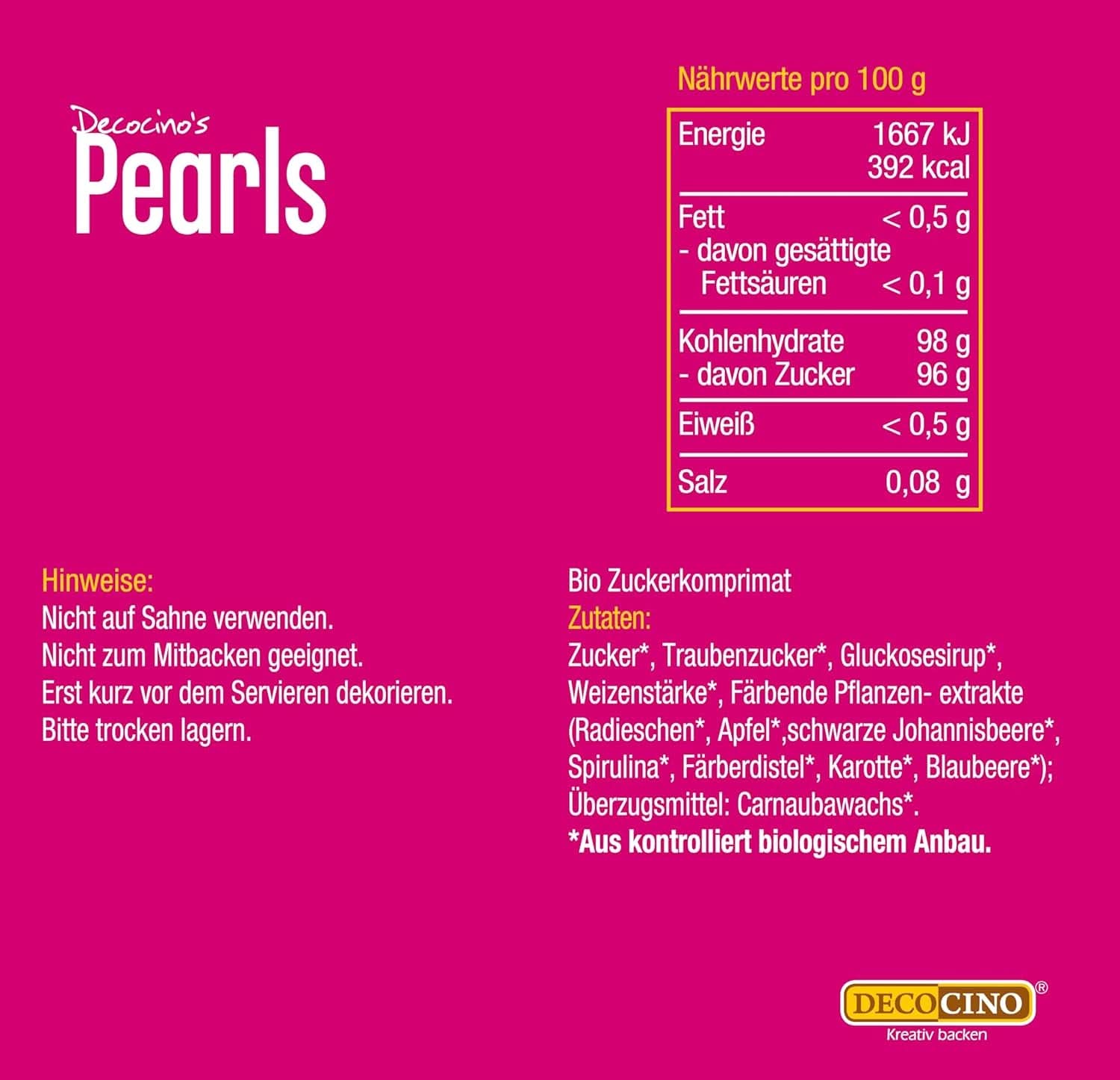 DECOCINO Biologische Strooiparels - 60 gram - Biologische dextrose hagelslag Hagelslag Naty Shop