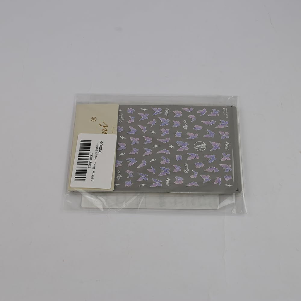 2 Blätter Schmetterling Nagelsticker Selbstklebend,Muschel Glitzer Nail Art Butterfly Nail Sticker Lila Grau Schmetterlinge Nagelaufkleber Relief Laser Vlinders Nagelsticker Nageldesign Zubehör