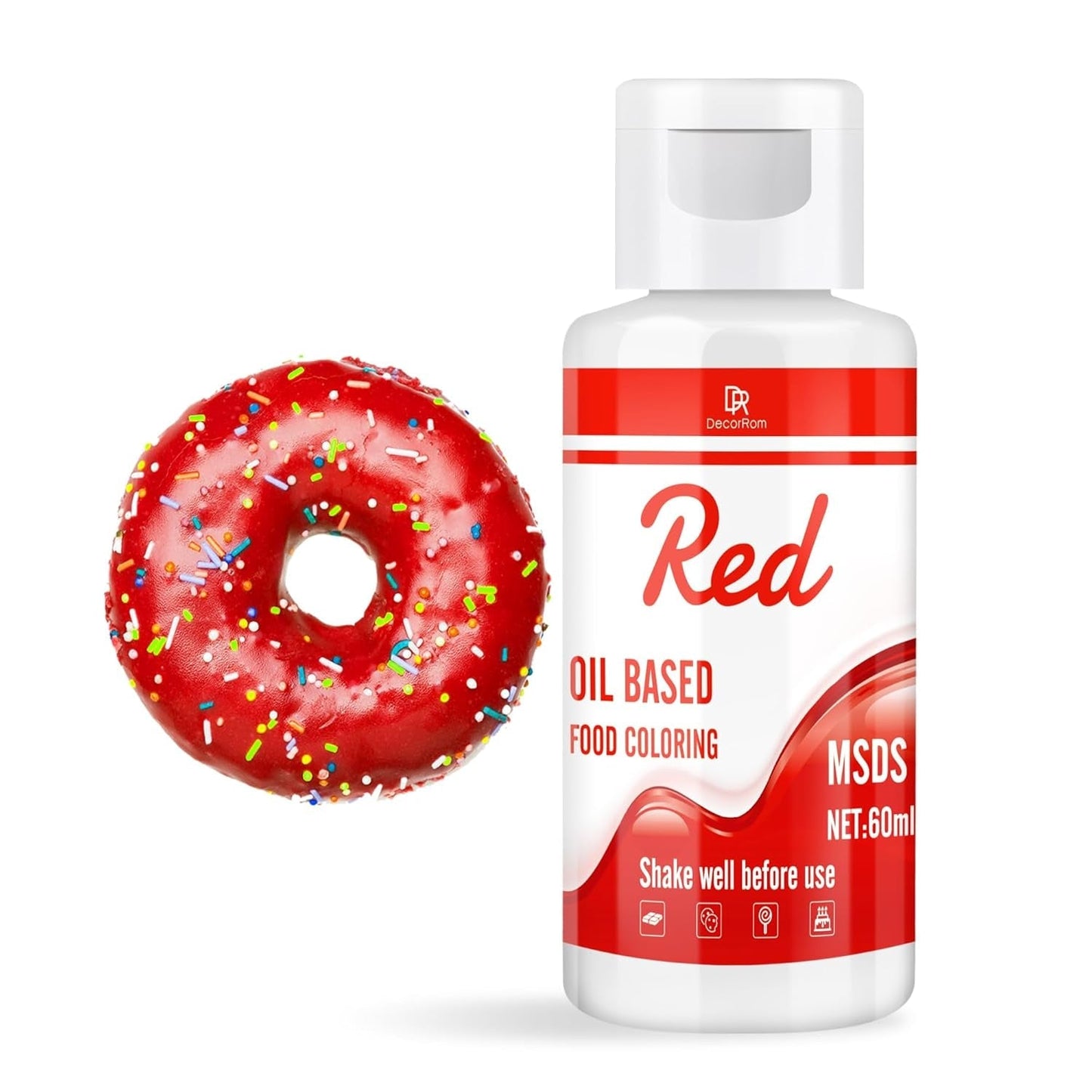 Fettlösliche Lebensmittelfarbe Für Schokolade - 60Ml Olbasis Lebensmittelfarben Für Fondant, Torten Decoratie, Backen - Flüssige Voedselkleuring voor Kakaobutter, Botercrème, Kuchen (Schwarz) Naty Shop Rot
